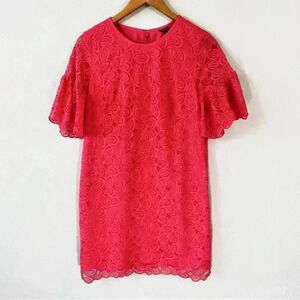 Ann Taylor petite lace overlay shift dress
